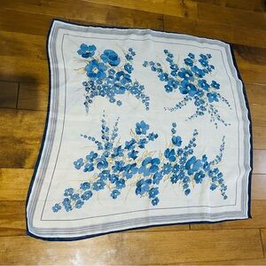 Floral Blue and White Scarf 65cm/65cm